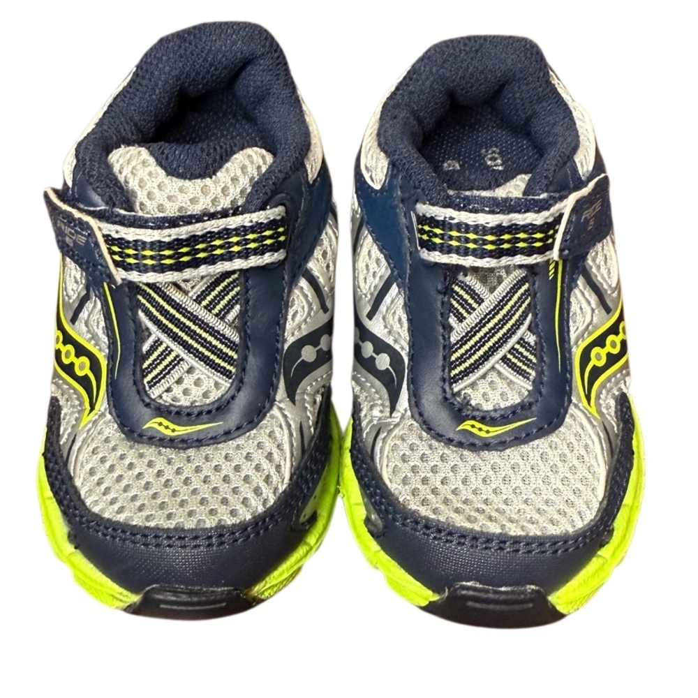 Saucony Kids Ride 10 Jr Navy and Neon Yellow/Green Sneakers-Like new Size 5W